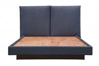 Queen Size Oak Wood Bed with Upholstered Headboard
