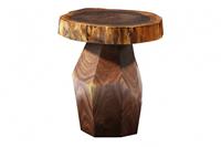 Round Walnut Wood Side Table